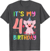 Pig Lover Shirt Farm Birthday Boy Girl Gift It’s My 4th Birthday Pig for Pig Lover 4 Year Old T-Shirt - Dark Heather Grey