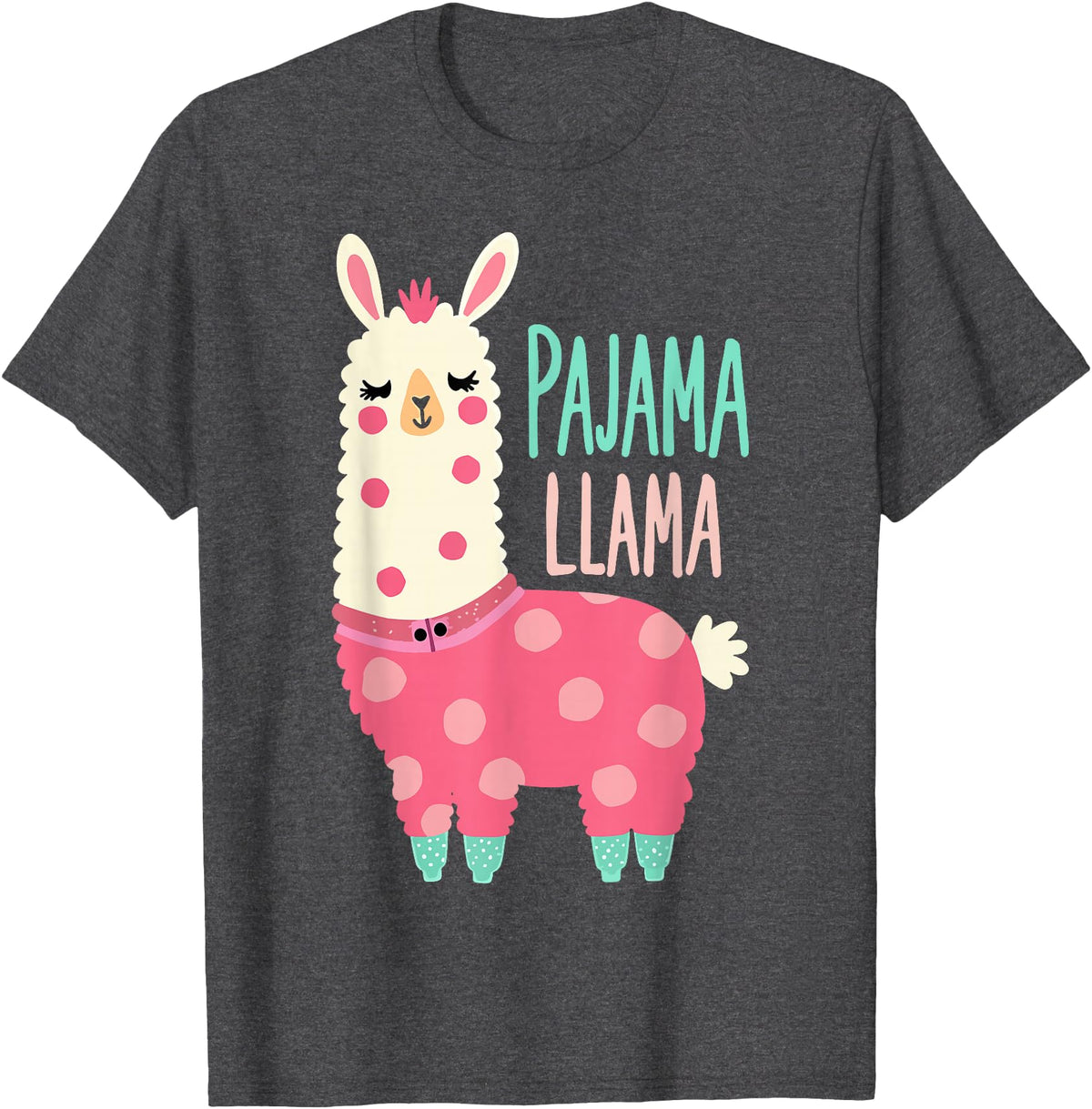 Two Suns Llama Design Lama Pajama T-Shirt - Dark Heather Grey