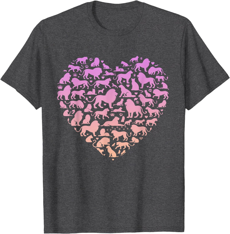 Girls Lion Design Silhouette Lions Design for Lion Lover | Girls Lion T-Shirt - Dark Heather Grey