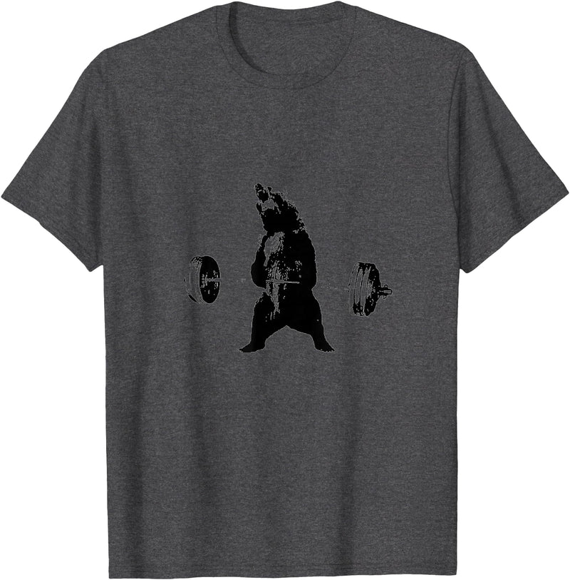 Lifting Motivation Bear Powerful Grizzly Bear Lifting Training T-Shirt T-Shirt - Dark Heather Grey
