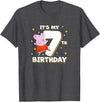 Peppa Pig It's My 7th Birthday Holiday Stars Celebration T-Shirt - Dark Heather Grey