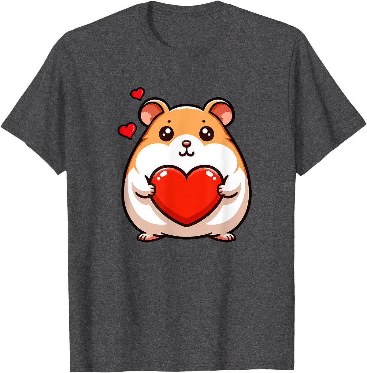 Cute Hamster Funny Valentines Heart Lover Men Women Kids T-Shirt - Dark Heather Grey