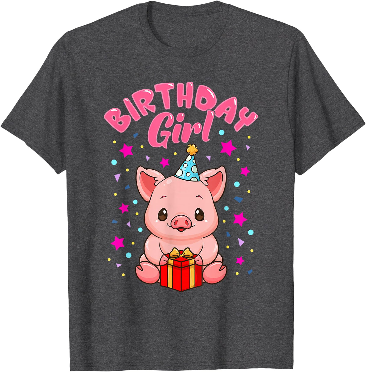CC Piggy Stuff Pig Birthday Girl Piggy Party Gift Women T-Shirt - Dark Heather Grey