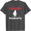 Funny Tees Danger Man Bear Pig T-Shirt - Dark Heather Grey