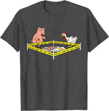 Mr Ben Thanksgiving Police Line Do Not Cross Pig and Chicken Funny Food T-Shirt - Dark Heather Grey