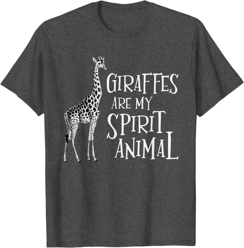 Funny Giraffe Shirts Giraffes Are My Spirit Animal - Zoo Lover Animal Wildlife T-Shirt - Dark Heather Grey
