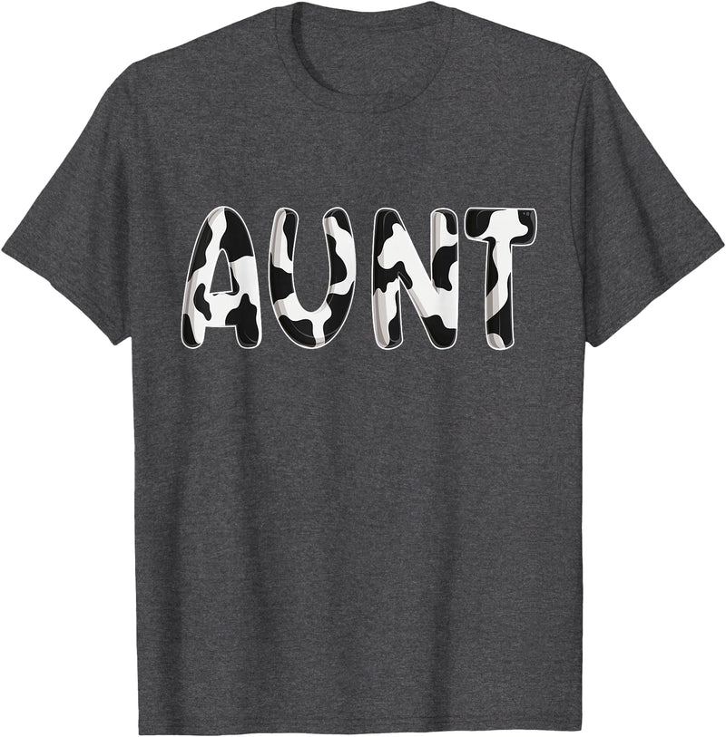 Cow Pattern Print Family Matching Birthday Shirts Cow Aunt Birthday Family Matching Mothers Day Boy Girl Farm T-Shirt - Dark