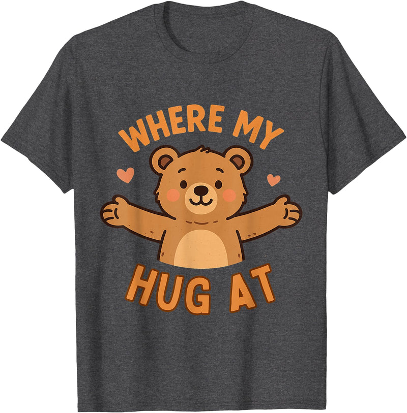 Where My Hug At Co. Where My Hug at Bear Hug Graphic T-Shirt - Dark Heather Grey