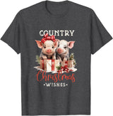 Retro funny Farmer shirt pig Christmas tee Christmas Pig Merry Pigmas Pig Lover T-Shirt - Dark Heather Grey