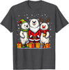 Christmas Polar Bear Santa Elf Reindeer Holiday Cute Christmas Polar Bears in Santa Elf and Reindeer Costume T-Shirt - Dark Heather Grey