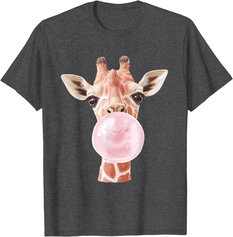 FunnyGiraffeCo. Cute Giraffe Bubble T-Shirt - Dark Heather Grey