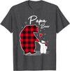 Family Bear Matching Christmas Buffalo Plaid Papa Bear Christmas Pajama Red Buffalo Plaid T-Shirt - Dark Heather Grey