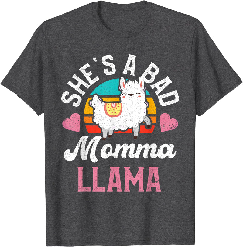 LLama Squad Shirts and Gifts Vintage Momma Llama Mom Farm Animal Llama Lover T-Shirt - Dark Heather Grey