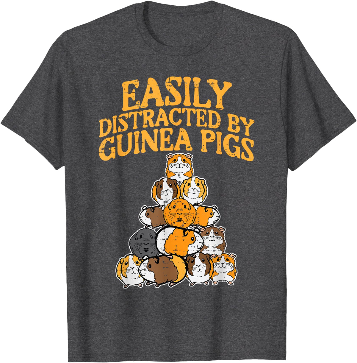 Guinea Pig Shirts For Men Women Kids Gift Easily Distracted by Guinea Pigs Funny Cavy Men Women Kids T-Shirt - Dark Heather Grey