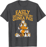 Guinea Pig Shirts For Men Women Kids Gift Easily Distracted by Guinea Pigs Funny Cavy Men Women Kids T-Shirt - Dark Heather Grey