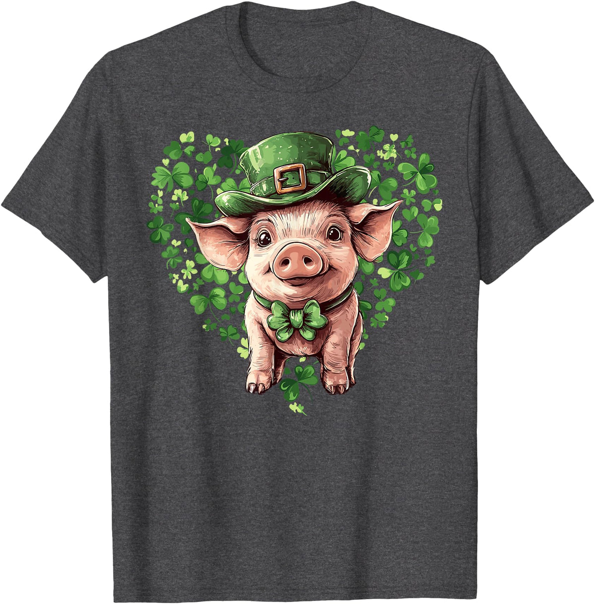 Irish Pig Lover St. Paddy’s Day Funny St. Patrick’s Day Pig Lucky Shamrock Irish Farm T-Shirt - Dark Heather Grey