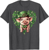 Irish Pig Lover St. Paddy’s Day Funny St. Patrick’s Day Pig Lucky Shamrock Irish Farm T-Shirt - Dark Heather Grey
