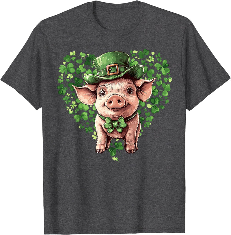 Irish Pig Lover St. Paddy’s Day Funny St. Patrick’s Day Pig Lucky Shamrock Irish Farm T-Shirt - Dark Heather Grey
