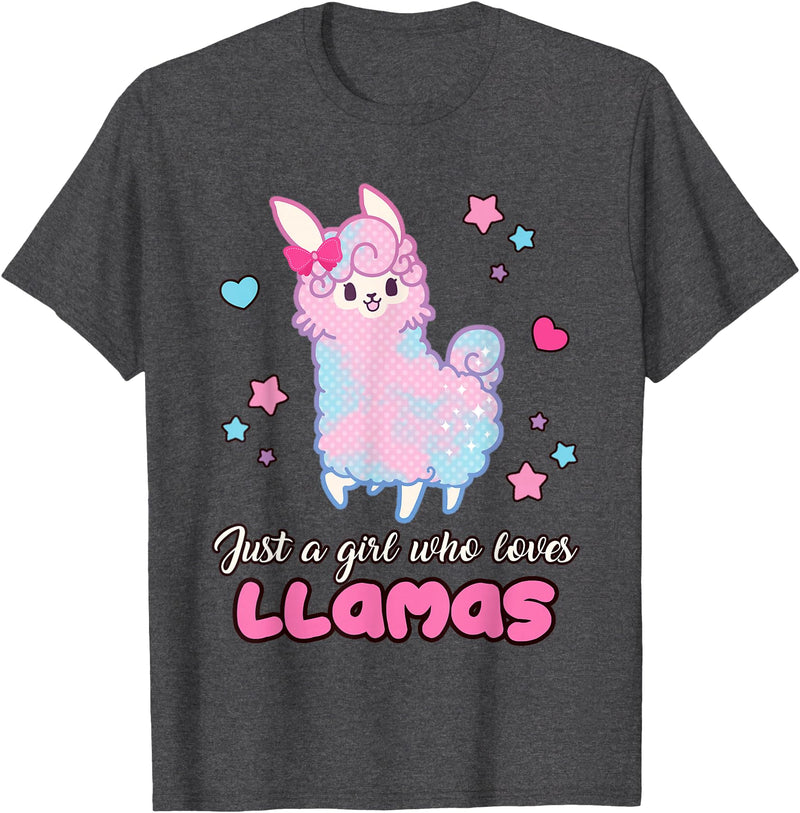 Just A Girl Who Loves Llamas BW Art Llama Girl Shirt Just A Girl Who Loves Llamas Cute T-Shirt - Dark Heather Grey