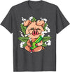 Weed Lover Gifts Funny Pot Smoker Gifts Pig Lover Pig Smoking Joint Holding Weed Bong Pig Marijuana T-Shirt - Dark Heather Grey