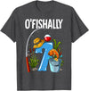 Fishing Theme Birthday Gifts O'fishally 7 Years Old 7th Birthday Fishing T-Shirt - Dark Heather Grey