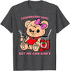 Strawberry Jams But My Gun Don't Funny Teddy Bear T-Shirt - Dark Heather Grey
