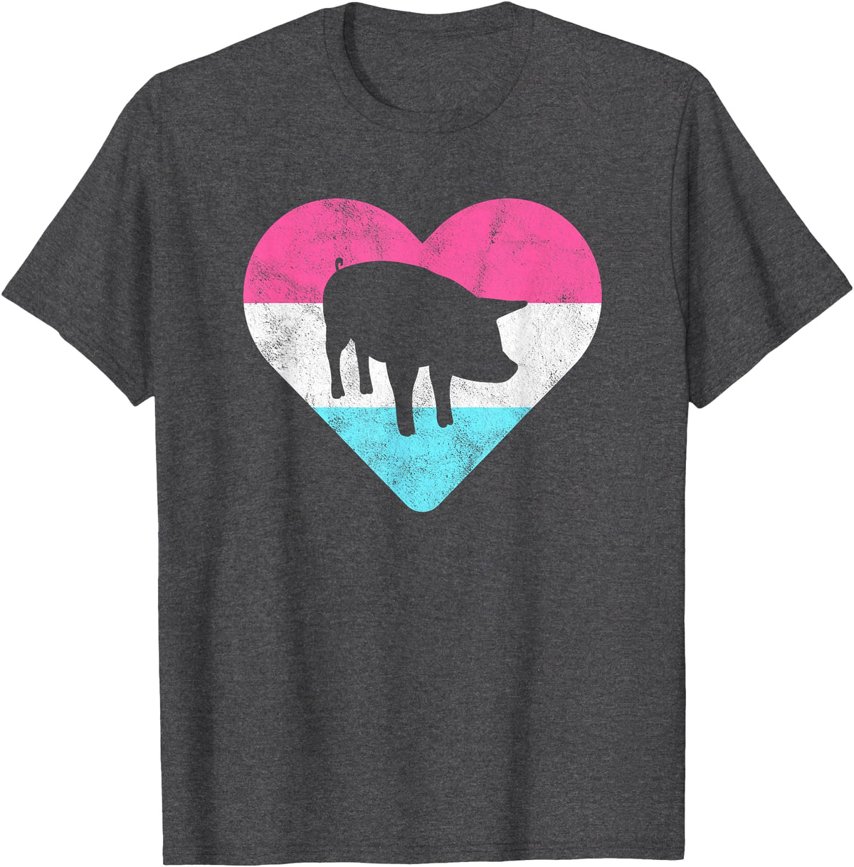 Retro Vintage Animal and Pet Gifts Retro Vintage Pig Gift for Women or Girls T-Shirt - Dark Heather Grey