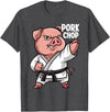 Pig Lover Gift Co. Pig Karate Pork Chop Funny Hog Swine Pun Men Boys Kids Women T-Shirt - Dark Heather Grey