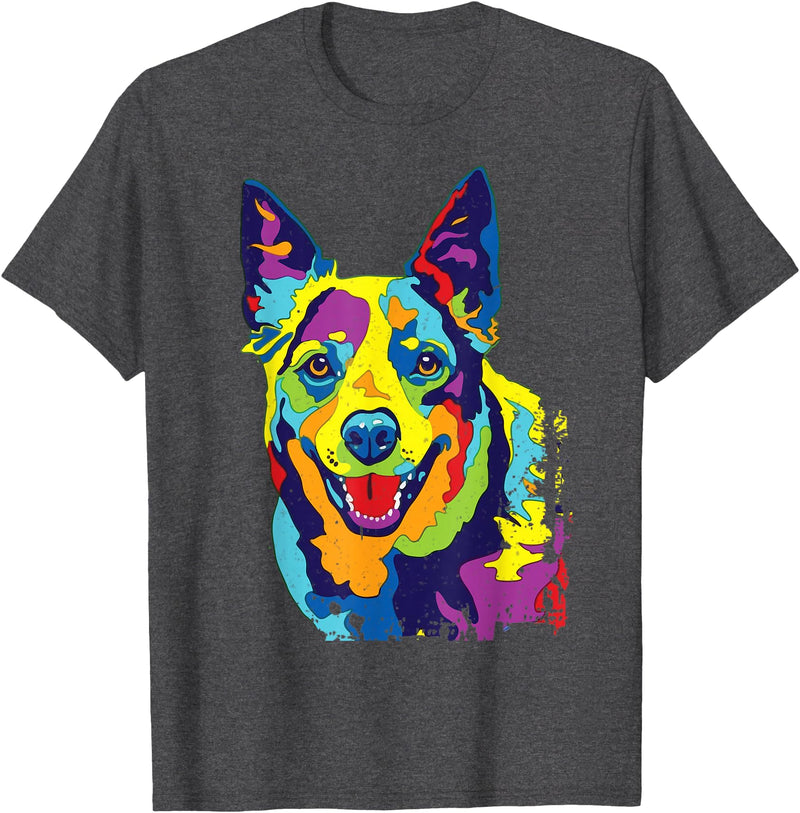 Funny Dog Lover Shirts Cattle Dog Shirt Funny Australian Cattle Dog Pop-Art Shirt T-Shirt - Dark Heather Grey