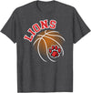 LIONS TEES CO Lions Basketball Red Lion Pride School Spirit Lion Mascot T-Shirt - Dark Heather Grey