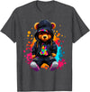 Hip Hop Teddy Bear Aesthetic Wear Co. Hip Hop Bear Colorful Teddy Bear With Hoodie Baseball Cap T-Shirt - Dark Heather Grey