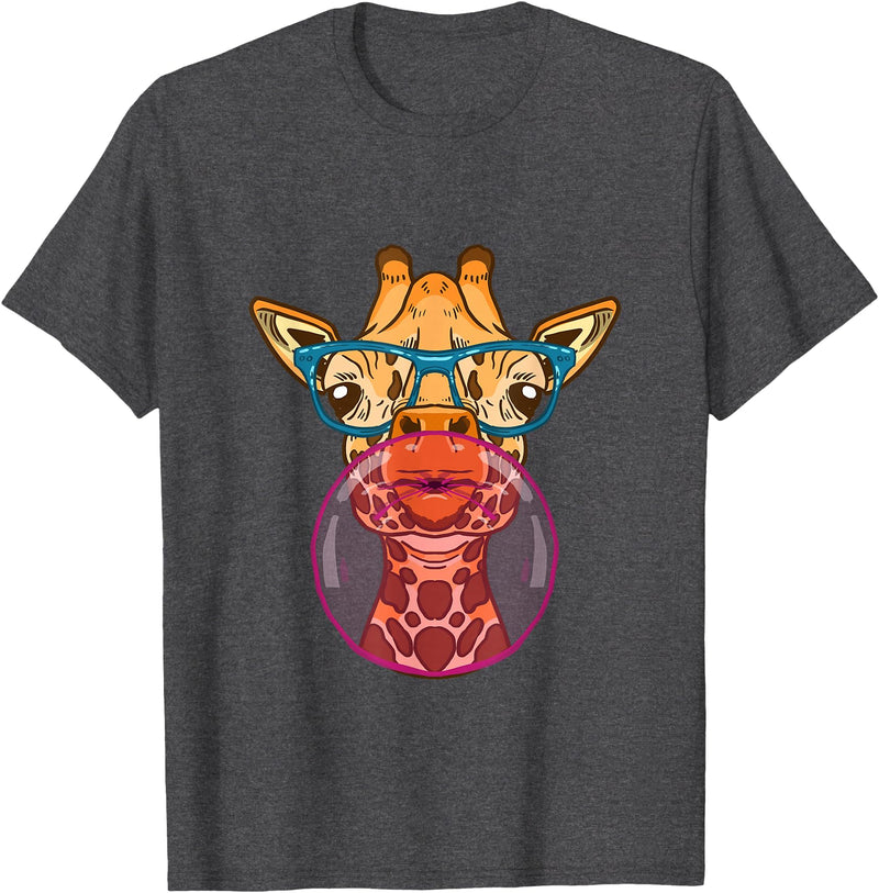 BoredKoalas Giraffe Giraffe Glases Bubblegum Funny Animal Chewing Gum Girls T-Shirt - Dark Heather Grey