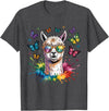 Funny Llama Lover Graphics Cute Llama with Sunglasses Animal Art Graphic Funny Alpaca T-Shirt - Dark Heather Grey