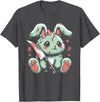 Creepy Cute Bunny Rabbit Alt Goth Grunge Horror Aesthetic T-Shirt (Black) in Dark Heather Grey