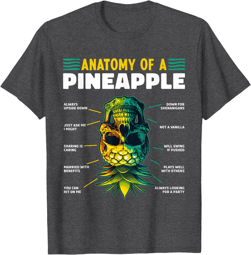 Anatomy of a Pineapple Apparel Anatomy of a Pineapple Funny Upside Down Pineapple Swinger T-Shirt - Dark Heather Grey