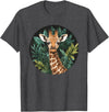 Nature Wildlife Giraffe Safari Jungle Giraffe With Tropical Jungle Leaves T-Shirt - Dark Heather Grey