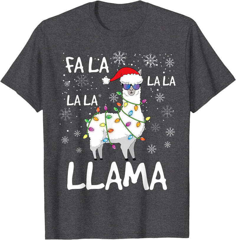 Funny Christmas Llama Shirts FA La La Llama Shirt Women Men Kids Funny Llama Christmas T-Shirt - Dark Heather Grey