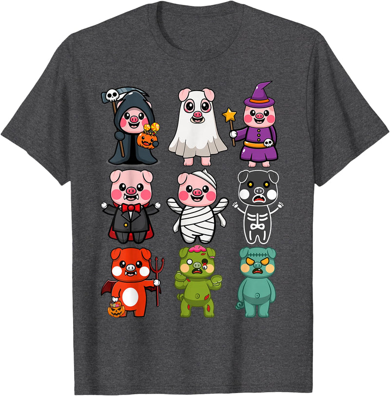 Pig Halloween Costume Gifts Co. Pig Spooky Ghost Witch Boo-jee Horror Pumpkin Pig Halloween T-Shirt - Dark Heather Grey