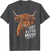 Scottish Highland Cow Lovers men woman kids Highland Cow Just A Little Moody Flower Cattle Hairy Cow T-Shirt - Dark Heather