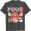 Farm Animals Cow Themed Birthday Party Family Tees 4th Birthday Four Year Old Farm Theme Animals Birthday Party T-Shirt -
