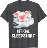 Cute Sleeping Pig Nightgown Sleepwear Pajama Official Sleepshirt Cute Sleeping Pig Animal Lovers Pajama T-Shirt - Dark Heather Grey