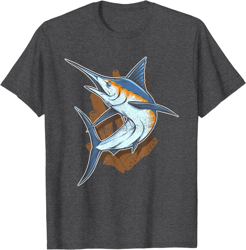 Fish Species Collection Gift Idea Fischerart Biology Swordfish Fish T-Shirt - Dark Heather Grey