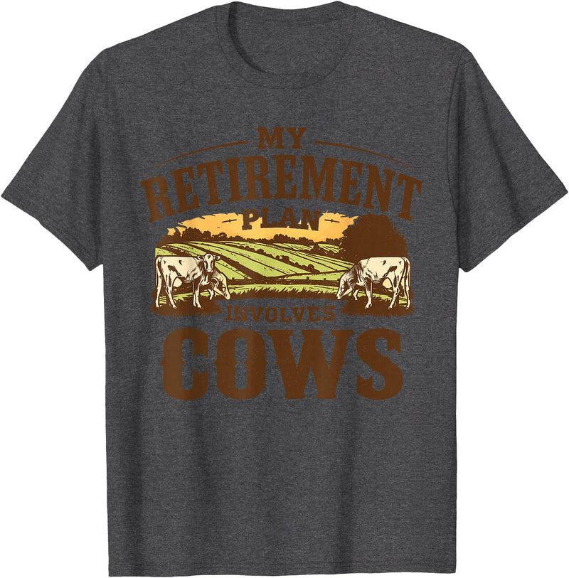 Officially Retired Tee Retirement Gifts for Women My Retirement Plan Involves Cows Funny Farmer Retired Gifts T-Shirt - Dark