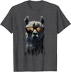 Funny Llama Lover Graphics Funny Alpaca Llama with Sunglasses Animal Graphic T-Shirt - Dark Heather Grey