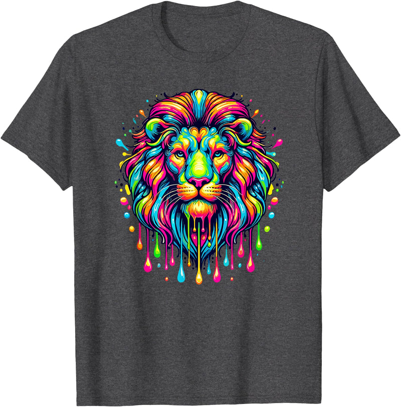 Lions Lion Lover Gifts Colorful Pop Art Lion Lions T-Shirt - Dark Heather Grey