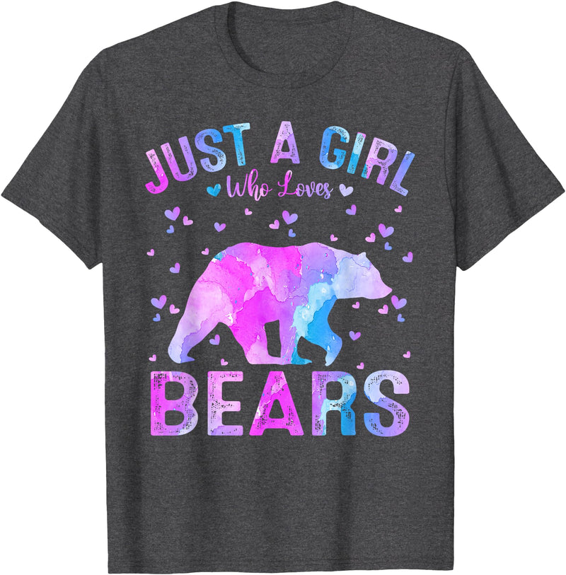Just A Girl Who Loves Bear Gifts Outfit Colorful Just A Girl Who Loves Bears Women Girls T-Shirt - Dark Heather Grey