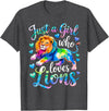 Funny Lion Lover Lion Animal Just a Girl Who Loves Lions T-Shirt - Dark Heather Grey