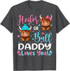 Reveal Party Highland Cow Bull or Heifer Daddy Loves You Highland Cow Lover T-Shirt - Dark Heather Grey