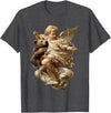 Vintage Angel Aesthetic Classical Art Cute Cherub Angel with Bear Baroque Renaissance Aesthetic T-Shirt - Dark Heather Grey