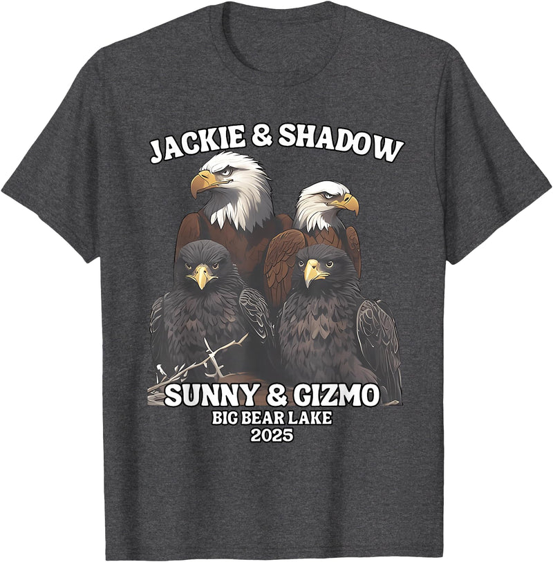 Jackie and Shadow Bald Eagle Family Tee Jackie and Shadow Sunny and Gizmo Big Bear Lake 2025 T-Shirt - Dark Heather Grey